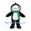 Bear Mascot Costume in Black with White Face and Green Striped Scarf