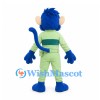 Monkey Mascot Costume in Blue with Light Green Utility Outfit