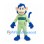 Monkey Mascot Costume in Blue with Light Green Utility Outfit