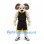Ram Mascot Costume in White with Curled Horns and Black Basketball Uniform