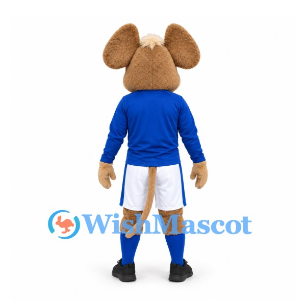 Mouse Mascot Costume in Brown with Blue Shirt and White Shorts