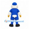 Eagle Mascot Costume in White with Blue Cap and Sports Uniform