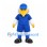 Eagle Mascot Costume in White with Blue Cap and Sports Uniform
