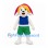 Dog Mascot Costume in White with Pink Ears Blue Vest and Green Shorts