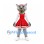 Wolf Mascot Costume in Gray with Red Cheerleader Dress