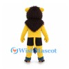 Lion Mascot Costume in Yellow with Dark Shaggy Mane and Black Shorts