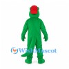 Dinosaur Mascot Costume in Green with Red Baseball Cap