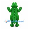 Alligator Mascot Costume in Green with Yellow Belly and Open Jaws