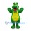 Alligator Mascot Costume in Green with Yellow Belly and Open Jaws