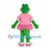 Alligator Mascot Costume in Green with Pink Shirt and Tutu