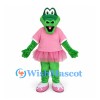 Alligator Mascot Costume in Green with Pink Shirt and Tutu