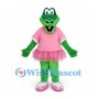 Alligator Mascot Costume in Green with Pink Shirt and Tutu