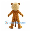 Lion Mascot Costume in Gold with Pale Mane and Roaring Face