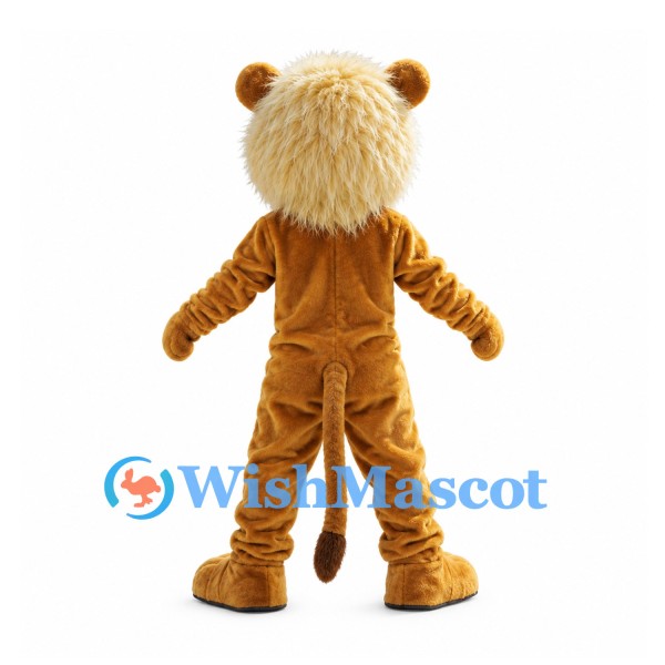 Lion Mascot Costume in Gold with Pale Mane and Roaring Face