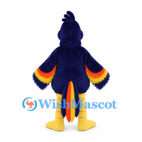 Toucan Mascot Costume in Navy with Rainbow Beak and Wing Feathers