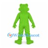Frog Mascot Costume in Lime Green with Wide Eyes and Webbed Feet