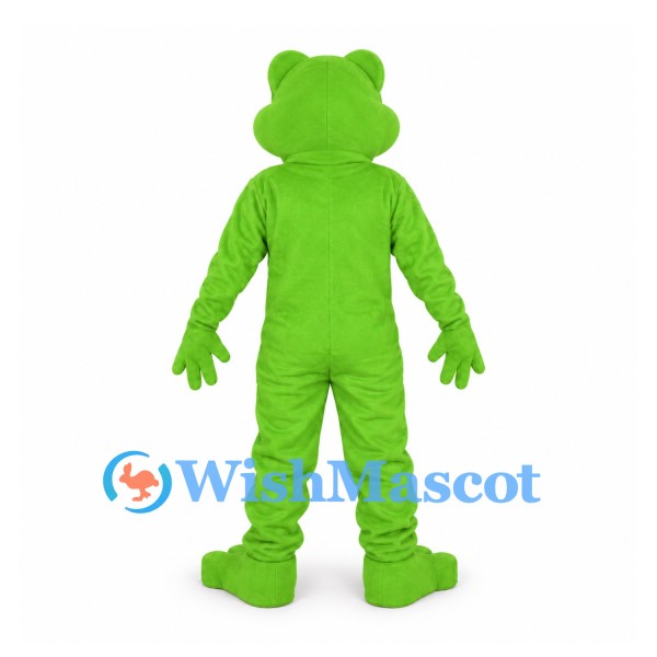 Frog Mascot Costume in Lime Green with Wide Eyes and Webbed Feet