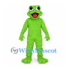Frog Mascot Costume in Lime Green with Wide Eyes and Webbed Feet