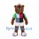 Bear Mascot Costume with Multicolor Rugby Shirt and White Shorts