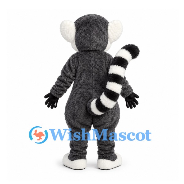 Lemur Mascot Costume in Gray with Black and White Ringed Tail