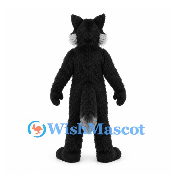 Wolf Mascot Costume in Black with Gray Cheeks and Chest