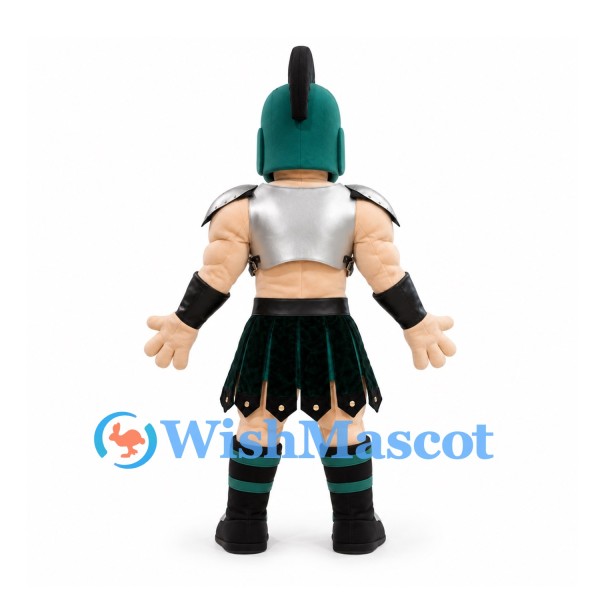 Roman Warrior Mascot Costume with Green Crested Helmet and Silver Armor