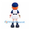 Baseball Girl Mascot Costume with Navy Cap and White Dress with Red Scarf
