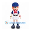 Baseball Girl Mascot Costume with Navy Cap and White Dress with Red Scarf