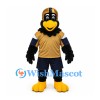 Black Bird Mascot Costume with Gold Football Helmet and Jersey