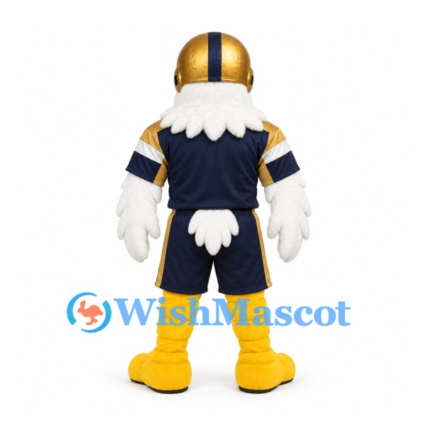 Eagle Mascot Costume with Gold Football Helmet and Sunglasses