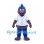 Purple Bird Mascot Costume with White Baseball Shirt and Blue Pants