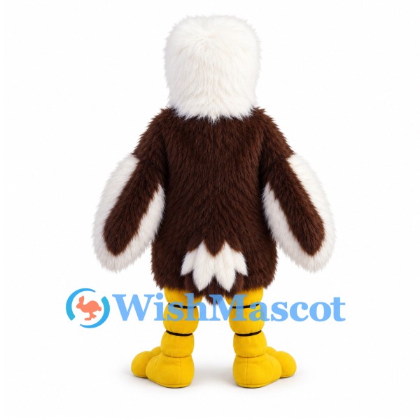 Eagle Mascot Costume in Brown and White with Long Wing Feathers