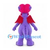 Dragon Mascot Costume in Purple with Pink Hair and Red Wings