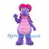 Dragon Mascot Costume in Purple with Pink Hair and Red Wings