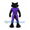 Black Panther Mascot Costume with Purple Football Uniform