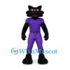 Black Panther Mascot Costume with Purple Football Uniform