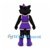 Black Panther Mascot Costume with Purple Cheerleader Dress and Bow