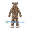 Tiger Mascot Costume in Beige with Black Stripes and White Belly