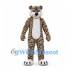 Tiger Mascot Costume in Beige with Black Stripes and White Belly