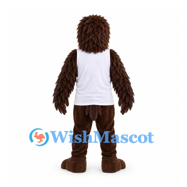 Eagle Mascot Costume in Brown with White Sports Vest