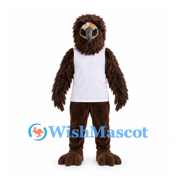 Eagle Mascot Costume in Brown with White Sports Vest