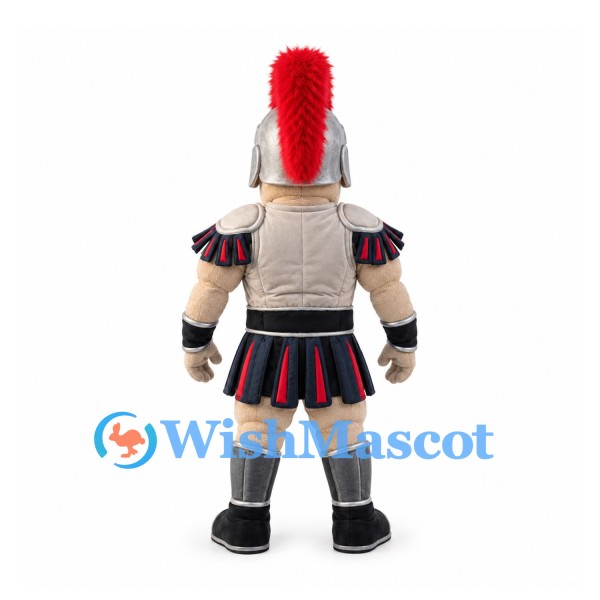 Roman Soldier Mascot Costume with Red Plumed Helmet and Silver Armor
