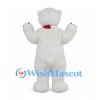 Polar Bear Mascot Costume in White with Red and White Scarf