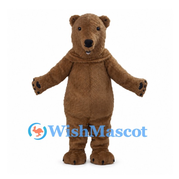 Bear Mascot Costume in Brown with Matching Neck Scarf