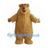 Bear Mascot Costume in Golden Tan with Long Shaggy Fur