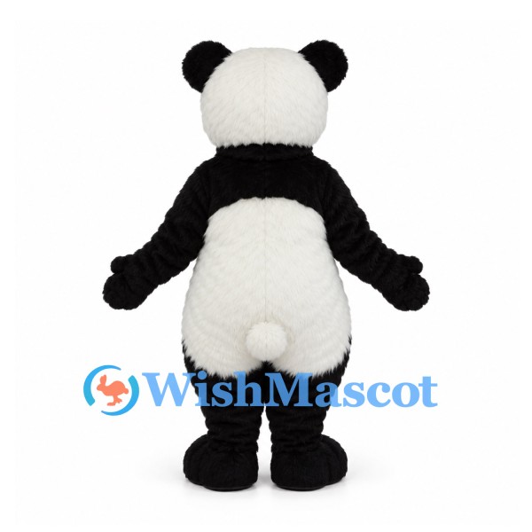 Panda Mascot Costume in Black and White with Round Belly