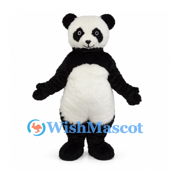 Panda Mascot Costume in Black and White with Round Belly