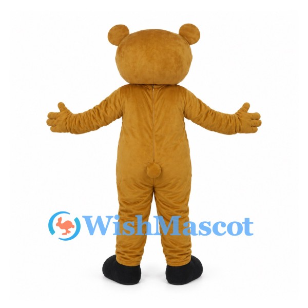 Bear Mascot Costume in Gold with Cream Heart Belly and Black Feet