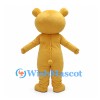 Bear Mascot Costume in Yellow with White Heart Belly and Smiling Eyes