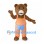 Brown Bear Mascot Costume with Peach Overalls and Blue Pocket